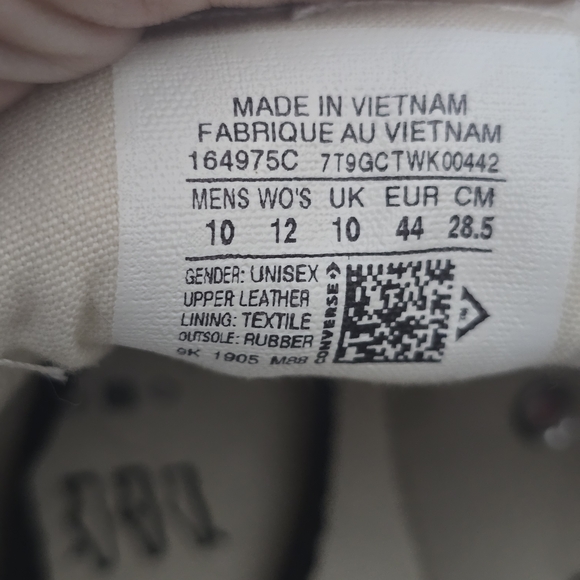 Converse White and Black Men's Sneakers Leather Size 10 - Picture 7 of 7